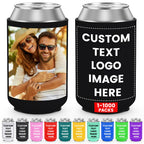 HooAmI Custom Can Cooler Sleeve Bulk Personalized Collapsible Drink Insulated Can Coolers with Logo Image Text for Party Beverages