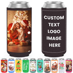 HooAmI Custom Slim Can Cooler Bulk Personalized Collapsible Insulated Neoprene Drink Holder Sleeves for 12 oz Skinny Cans and Bottles Wedding Reunions Birthdays Parties