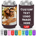 HooAmI Custom Can Cooler Sleeve Bulk Personalized Collapsible Drink Insulated Can Coolers with Logo Image Text for Party Beverages