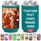 HooAmI Custom Can Cooler Sleeve Bulk Personalized Collapsible Insulated Neoprene Drink Holder for Wedding Reunions Birthdays Parties Holiday Decorations