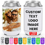 HooAmI Custom Can Cooler Sleeve Bulk Personalized Collapsible Insulated Neoprene Drink Holder for Wedding Reunions Birthdays Parties Holiday Decorations