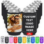HooAmI Custom Can Cooler Sleeve Bulk Personalized Collapsible Drink Insulated Can Coolers with Logo Image Text for Party Beverages