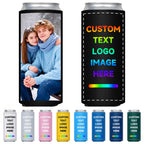 HooAmI Custom Slim Can Cooler Bulk Personalized Collapsible Insulated Neoprene Drink Holder Sleeves for 12 oz Skinny Cans and Bottles Wedding Reunions Birthdays Parties