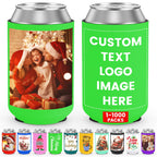 HooAmI Custom Can Cooler Sleeve Bulk Personalized Collapsible Insulated Neoprene Drink Holder for Wedding Reunions Birthdays Parties Holiday Decorations