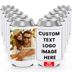 HooAmI Custom Can Cooler Sleeve Bulk Personalized Collapsible Insulated Neoprene Drink Holder for Wedding Reunions Birthdays Parties Holiday Decorations