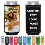 HooAmI Custom Slim Can Cooler Bulk Personalized Collapsible Insulated Neoprene Drink Holder Sleeves for 12 oz Skinny Cans and Bottles Wedding Reunions Birthdays Parties