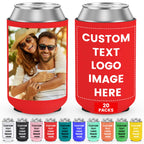 HooAmI Custom Can Cooler Sleeve Bulk Personalized Collapsible Drink Insulated Can Coolers with Logo Image Text for Party Beverages