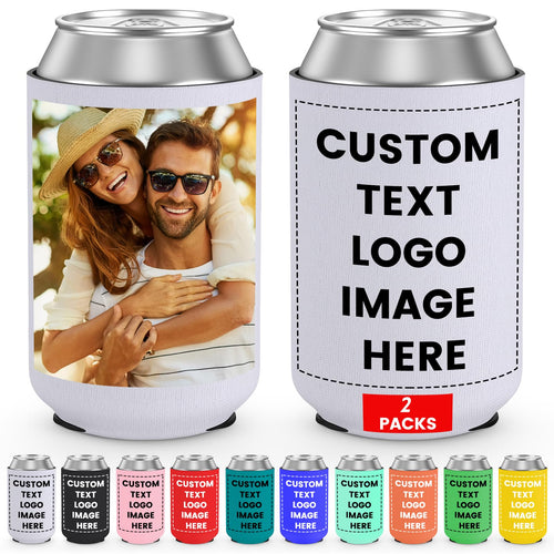 HooAmI Custom Can Cooler Sleeve Bulk Personalized Collapsible Drink Insulated Can Coolers with Logo Image Text for Party Beverages
