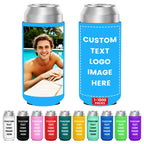 HooAmI Custom Can Cooler Sleeves Bulk Personalized 16 Oz Collapsible Insulated Neoprene Drink Bottle Holder for Summer Beach Pool Birthday Decorations Bachelorette Party Favors