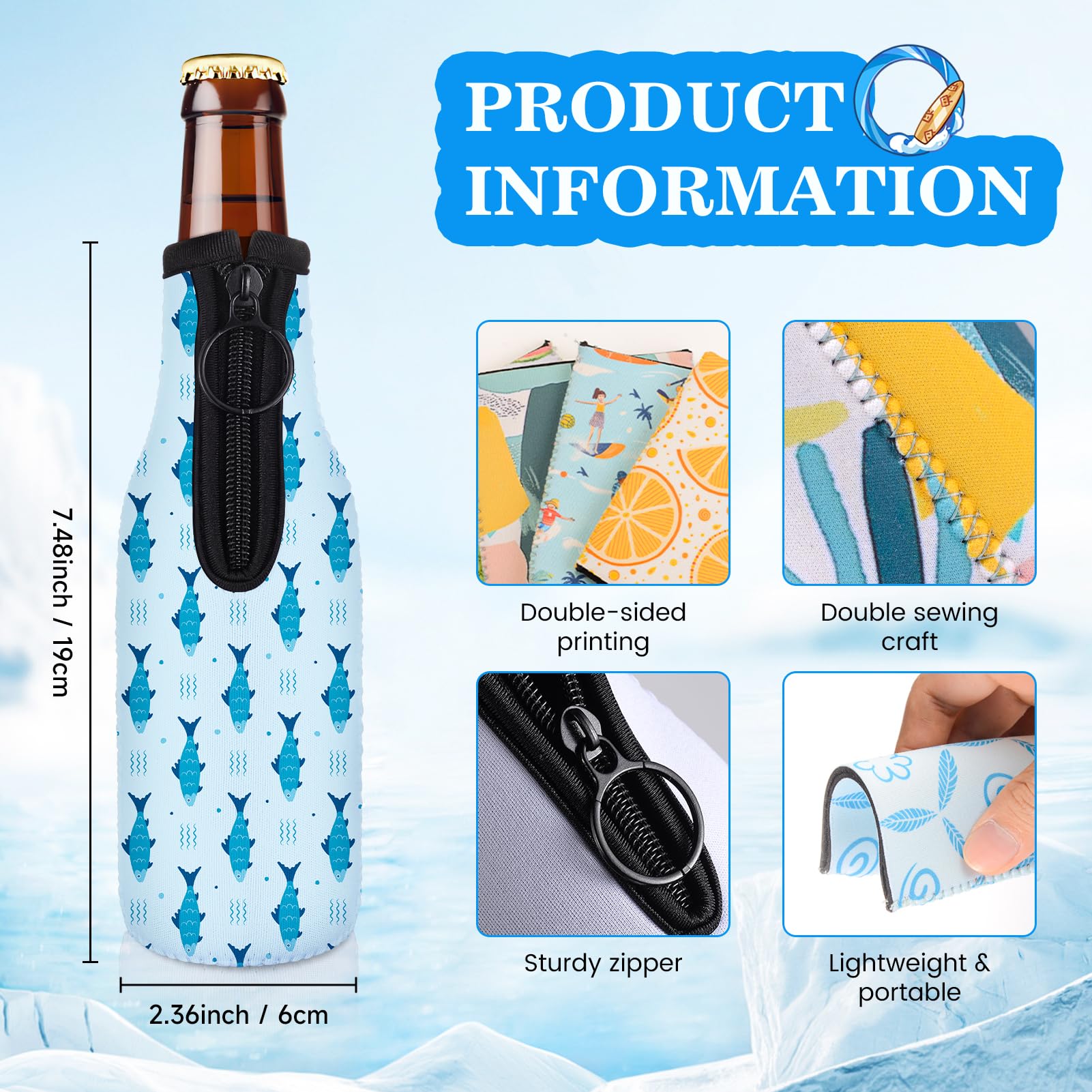 Never Forget the Difference You Make 11 Pack Summer Beer Bottle Insulator Sleeve Zip-up Bottle Jackets 12oz Non-slip Thick Neoprene Drink Cooler for Party Bulk