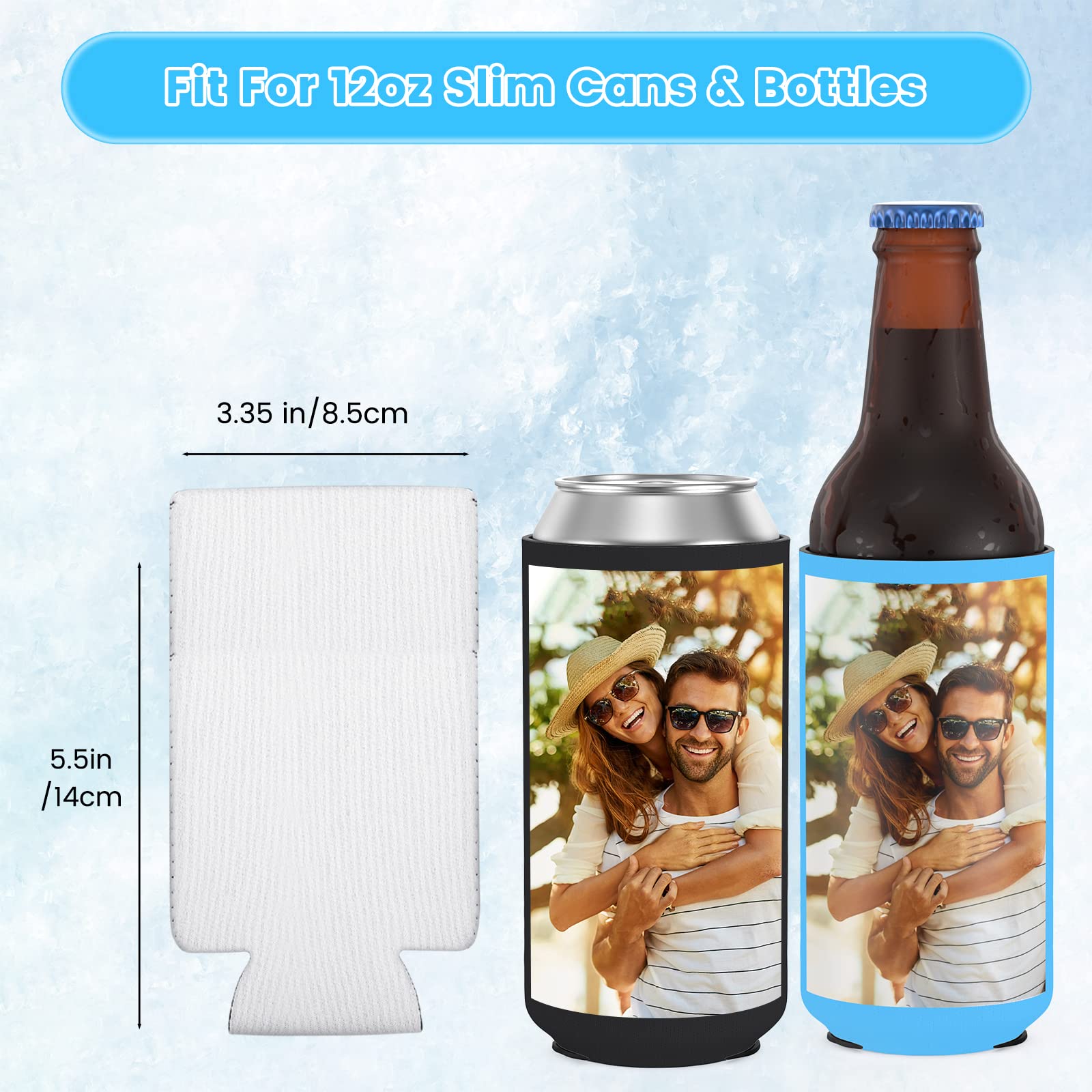 HooAmI Custom Slim Can Cooler Bulk Personalized Collapsible Insulated Neoprene Drink Holder Sleeves for 12 oz Skinny Cans and Bottles Wedding Reunions Birthdays Parties