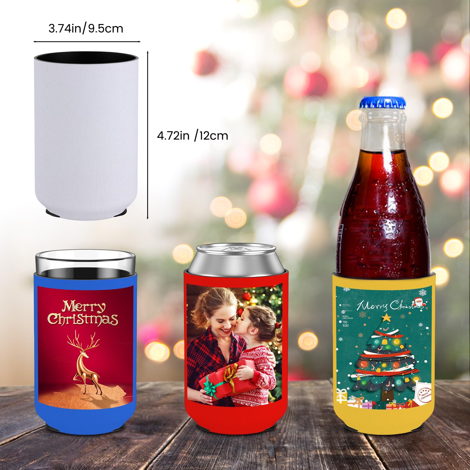 HooAmI Custom Can Cooler Sleeve Bulk Personalized Collapsible Insulated Neoprene Drink Holder for Wedding Reunions Birthdays Parties Holiday Decorations