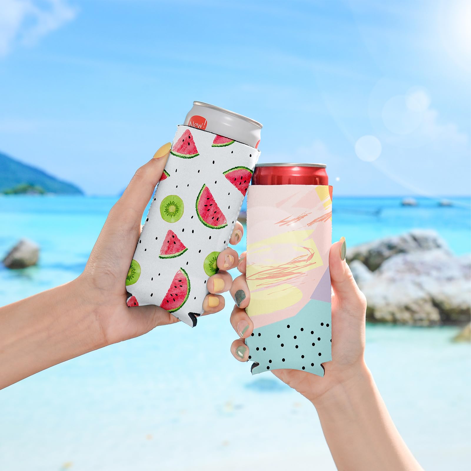 Never Forget the Difference You Make 12 Pack Slim Can Cooler Sleeve Insulated Tall Cans 12 Oz Bulk Neoprene Slim Drink Bottle Holder Summer Party Decorations, Blanks for Vinyl Projects Birthday Wedding Favors & Gifts