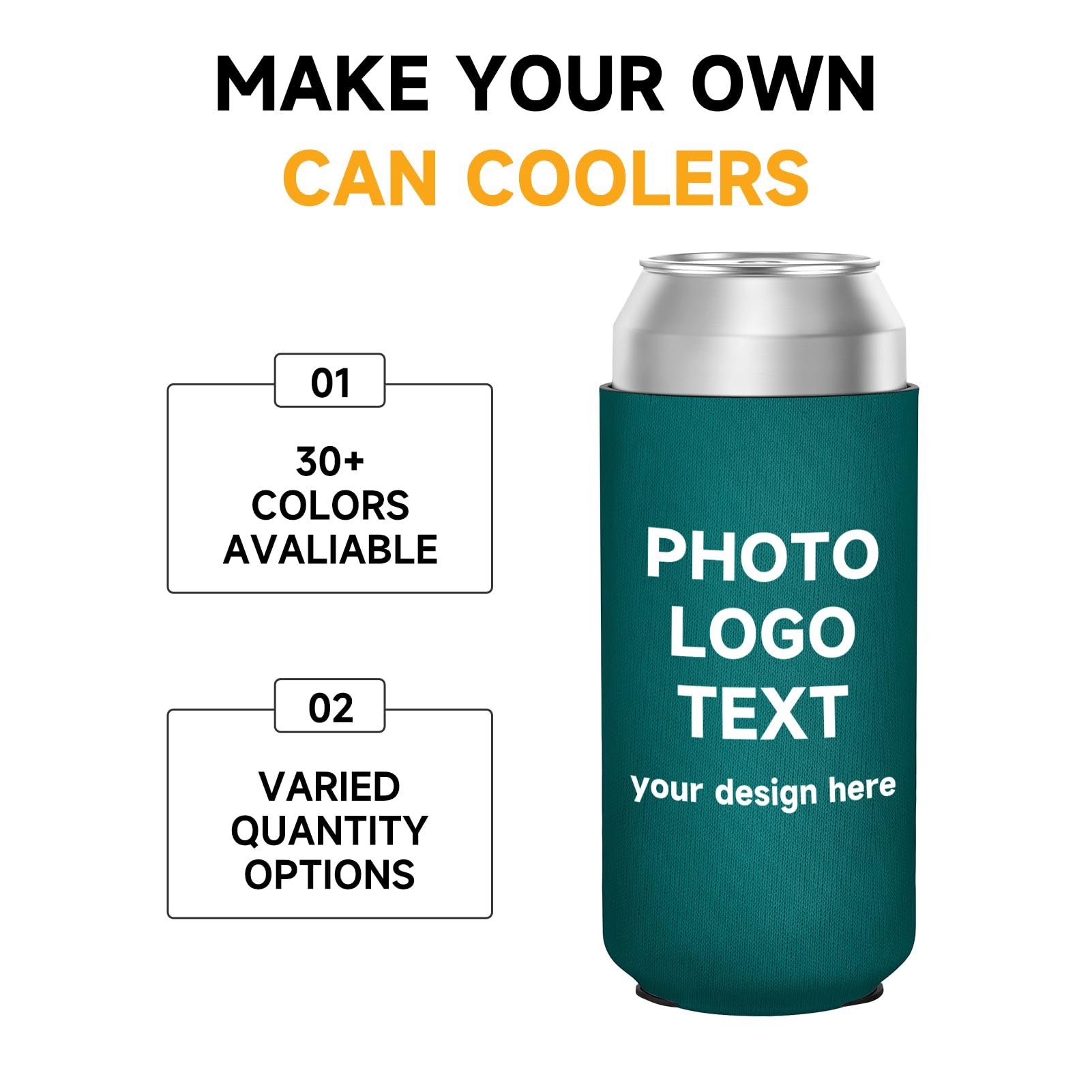 HooAmI Custom Can Cooler Bulk 16 Oz Collapsible Neoprene Insulated Beer Bottle Sleeves Drink Holder, Personalized Birthday Decorations Bachelorette Party Favors & Wedding Gifts