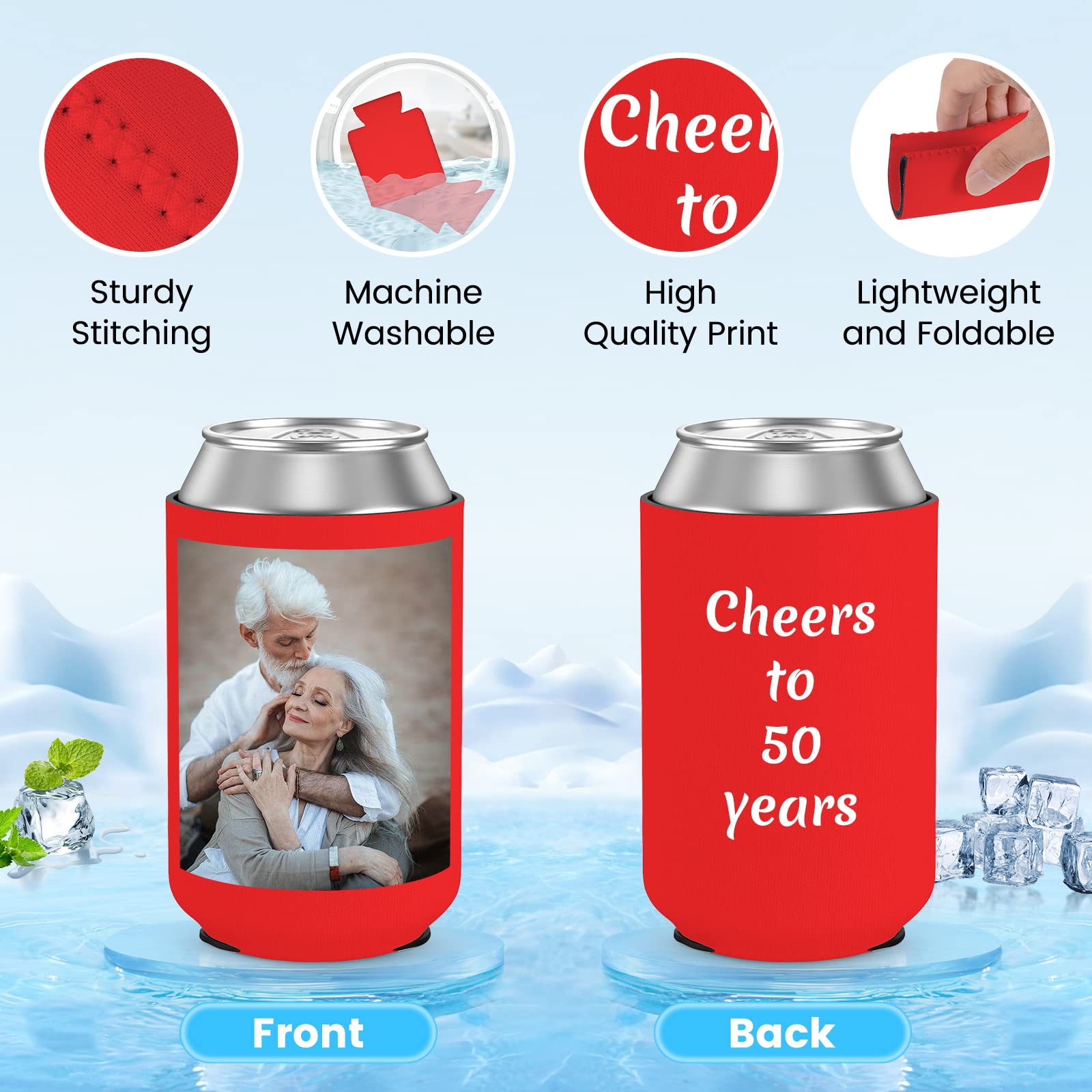 HooAmI Custom Can Cooler Sleeve Bulk Personalized Collapsible Drink Insulated Can Coolers with Logo Image Text for Party Beverages