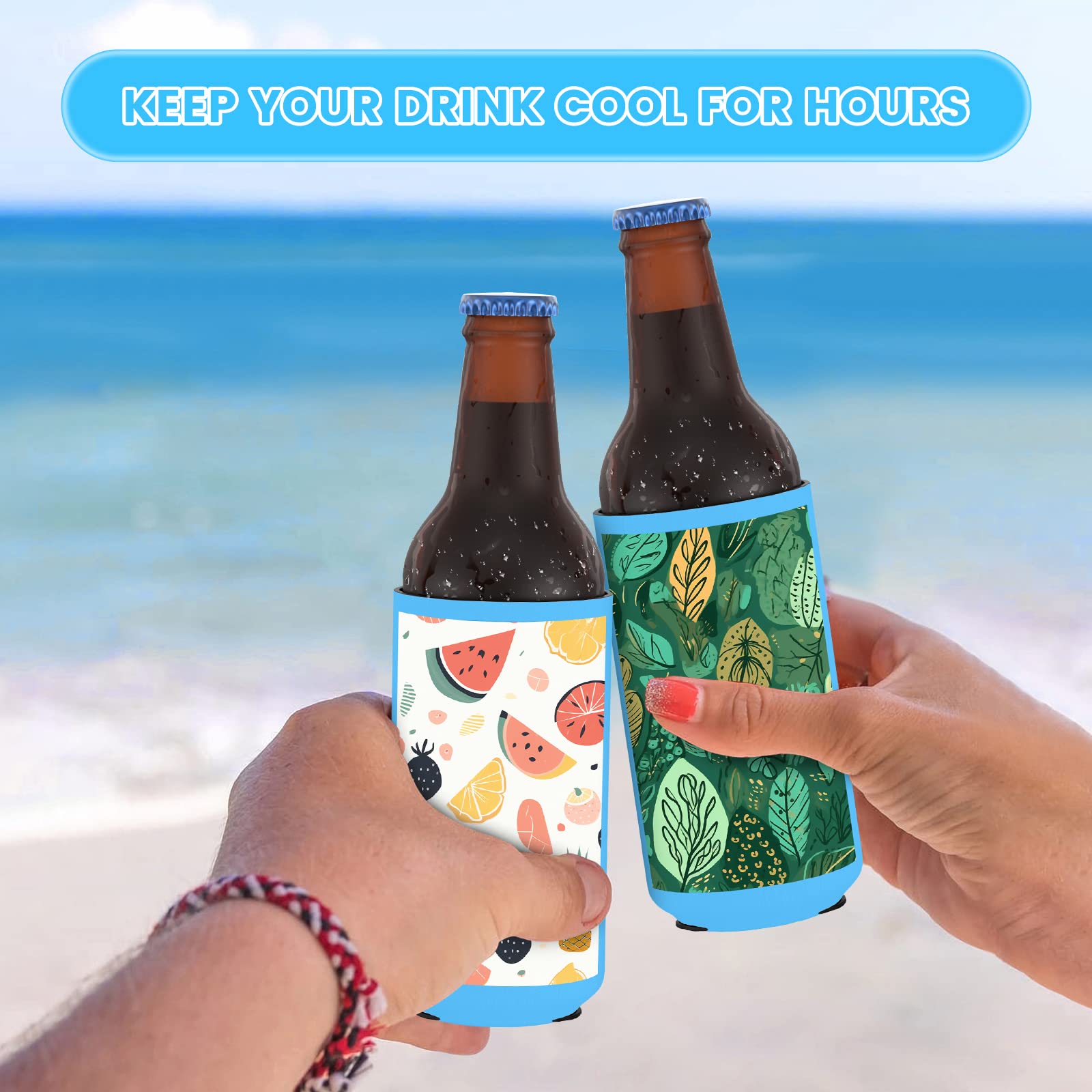 HooAmI Custom Slim Can Cooler Bulk Personalized Collapsible Insulated Neoprene Drink Holder Sleeves for 12 oz Skinny Cans and Bottles Wedding Reunions Birthdays Parties