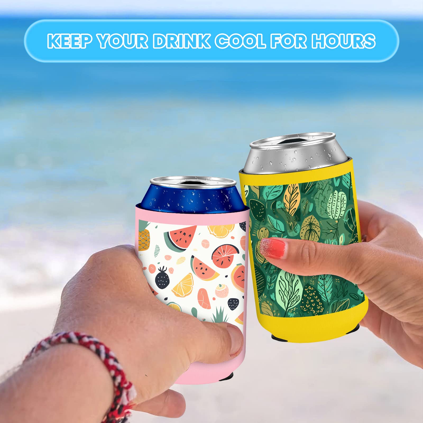 HooAmI Custom Can Cooler Sleeve Bulk Personalized Collapsible Drink Insulated Can Coolers with Logo Image Text for Party Beverages