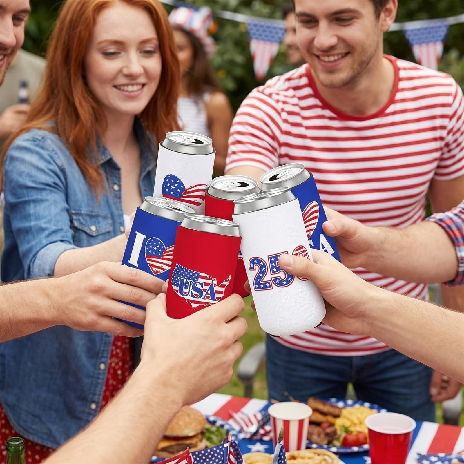 Never Forget the Difference You Make 12 Pack 4th of July 250th Anniversary Can Cooler Sleeves  250 Year American Patriotic USA Insulated Neoprene Drink Holder